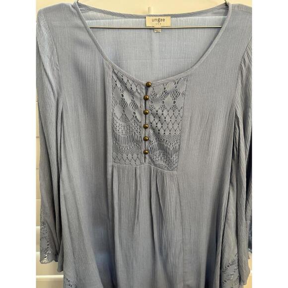 Umgee boho dusty blue blouse size small - Picture 4 of 7